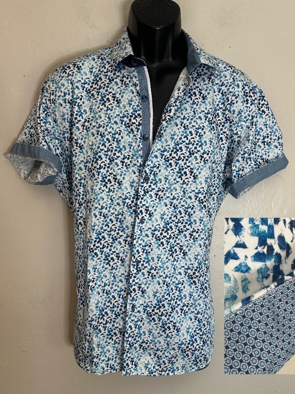 Steelo Contrast Short Sleeve Shirt XL Gently worn 100% cotton 23" armpits